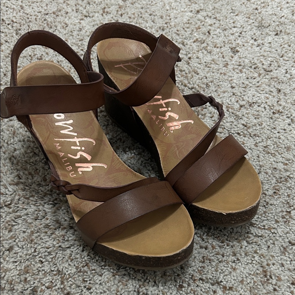 Blowfish Brown Women's Wedge Sandals